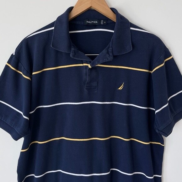 Nautica Men’s Size M Stripe Polo Shirt Golf Casual Short Sleeve - Picture 2 of 5